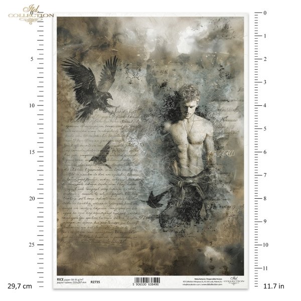 mężczyzna, anioł, kruki, orzeł, chmury, gotyk, vintage, melancholia, fantasy*man, angel, ravens, eagle, clouds, gothic, vintage, melancholy, fantasy