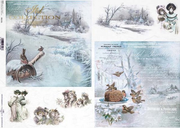 Invierno, vistas, pájaros, vendimia*Зимние виды, Птицы, Винтаж*Winteransichten, Vögel, Vintag