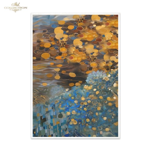 Papier decoupage morwowy FPA3002, Seria Inspired by Klimt, kobiety, zloto, dekoracyjne wzory, kamienie szlachetne, mozaiki, motywy secesyjne * Mulberry decoupage paper FPA3001, women, gold, decorative patterns, gemstones, mosaics, Art Nouveau motifs *Pape