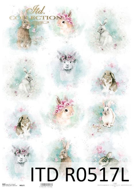 Shabby Chic, acuarelas, primavera, Pascua, animales de Pascua, colores pastel*Shabby Chic, Aquarelle, Frühling, Ostern, Ostertiere, Pastellfarben