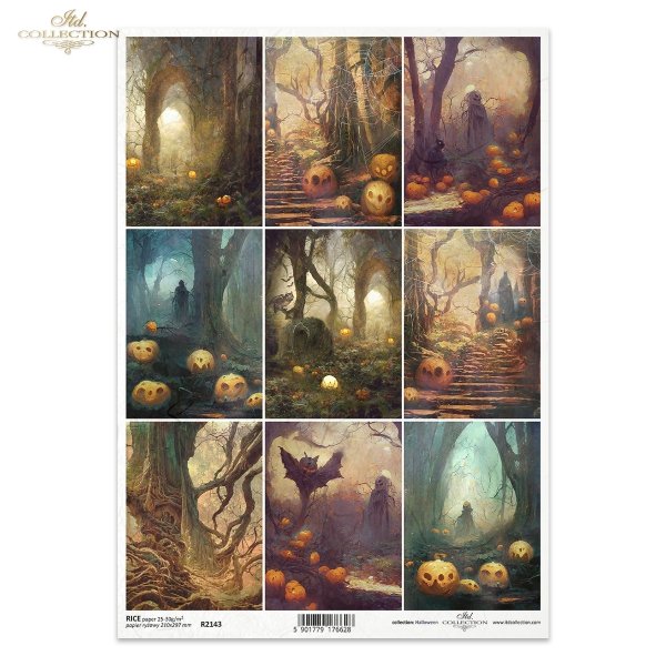 Halloween Series, Seria Halloween, mroczny las, zjawa, zjawy, dynie, tajemniczy las, drzewa, lasy, leśny, rośliny, puszcza, bór, knieja, pajęczyna, pajęczyny, miniatura, miniatury, mysterious forest, phantom, ghosts, pumpkins, mysterious