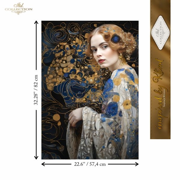 Papier decoupage morwowy FPA1008, Seria Inspired by Klimt, kobiety, zloto, dekoracyjne wzory, kamienie szlachetne, mozaiki, motywy secesyjne * Mulberry decoupage paper FPA3002, women, gold, decorative patterns, gemstones, mosaics, Art Nouveau motifs *Pape