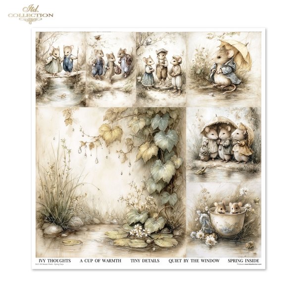 Myszki, sielanka, akwarela, retro, las, natura*Mice, idyll, watercolour, retro, forest, nature*Mäuse, Idylle, Aquarell, Retro, Wald, Natur*Ratones, idilio, acuarela, retro, bosque, naturaleza