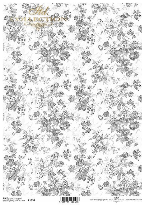 motyw tapetowy, kwiatki w odcieniach szarości*Wallpaper motif, flowers in shades of grey*Tapetenmotiv, Blumen in Grautönen*motivo de papel pintado, flores en tonos grises