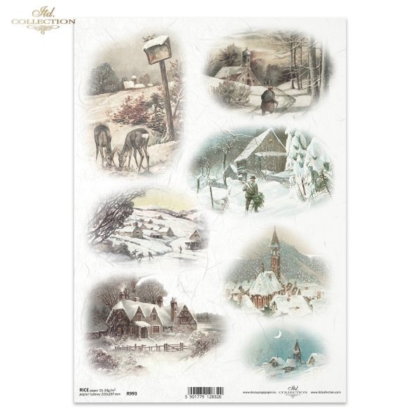 motywy świąteczne, Boże Narodzenie, zima, zimowe obrazki, śnieg, kościół, kościółek, retro, vintage, choinka, sarna, sarenki, R993, christmas theme, Christmas, winter, winter pictures, snow, church,  retro, vintage, Christmas tree, roe deer, Weihnachtsthe