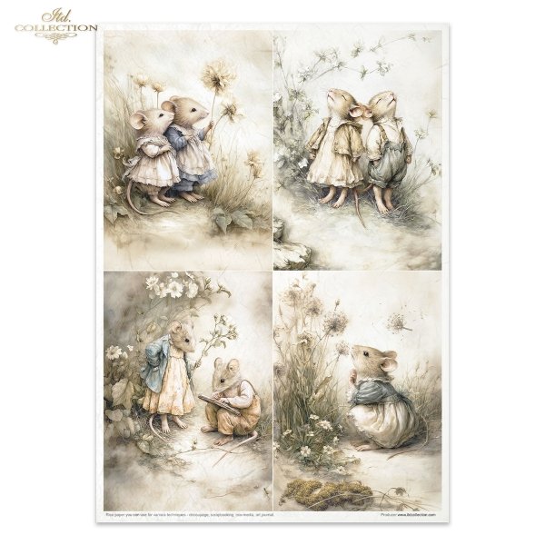Mouse World - Spring Days - myszki, sielanka, akwarela, retro, las, natura* Mouse World - Spring Days - mice, idyll, watercolour, retro, forest, nature