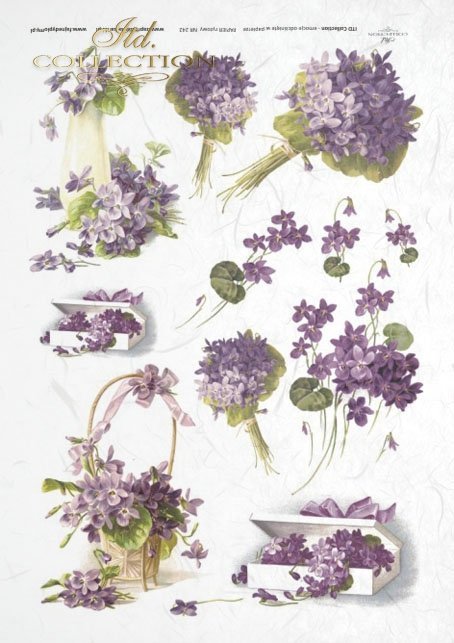 flower, flowers, flower arrangement, violets, bouquets of violets, retro, baskets