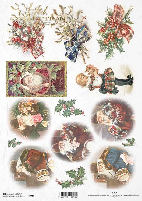 Rice Paper for Decoupage Scrapbook and Crafts Santa Claus Christmas 886 