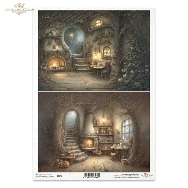 Mouse World - Interior -  Ilustracje,  świat myszek, przytulne wnętrza, bajkowe sceny, kominki, nory mysie, domki, wnętrza