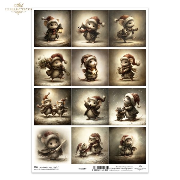 Mouse World - myszy w świątecznych strojach, Boże Narodzenie, ilustracje