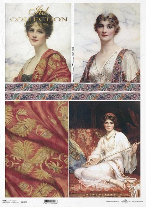 Malarstwo Williama Clarke Wontner, kobiety w orientalnych ubraniach, portrety