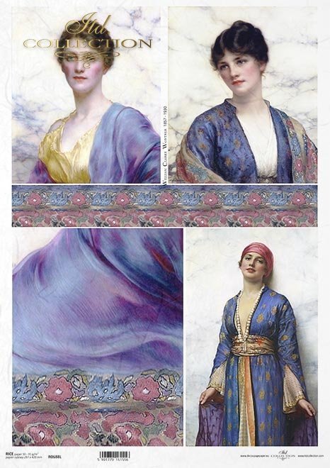Malarstwo Williama Clarke Wontner, kobiety w orientalnych ubraniach, portrety