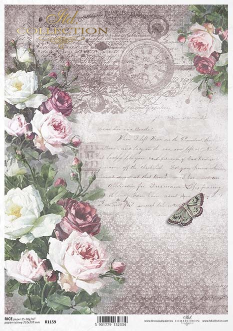 decoupage roses paper paper decoupage   Paper Vintage Rice rice R1159 * for