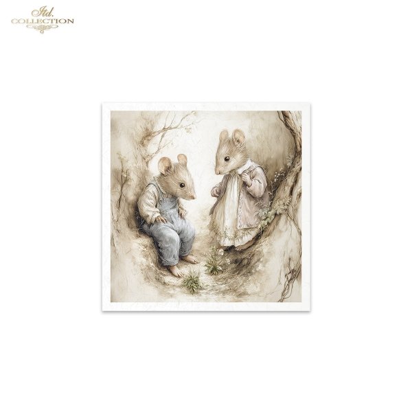 Myszki, sielanka, akwarela, retro, las, natura*Mice, idyll, watercolour, retro, forest, nature*Mäuse, Idylle, Aquarell, Retro, Wald, Natur*Ratones, idilio, acuarela, retro, bosque, naturaleza