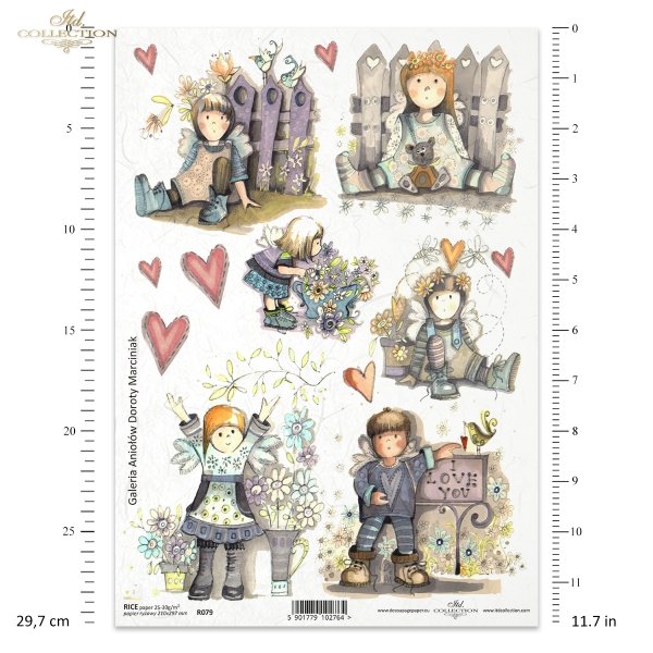 Kids, bench, Valentine's Day, heart, hearts, tree, angel, angels, flower, flowers, bird, birds, teddy bear, teddy bears, Dorota Marciniak