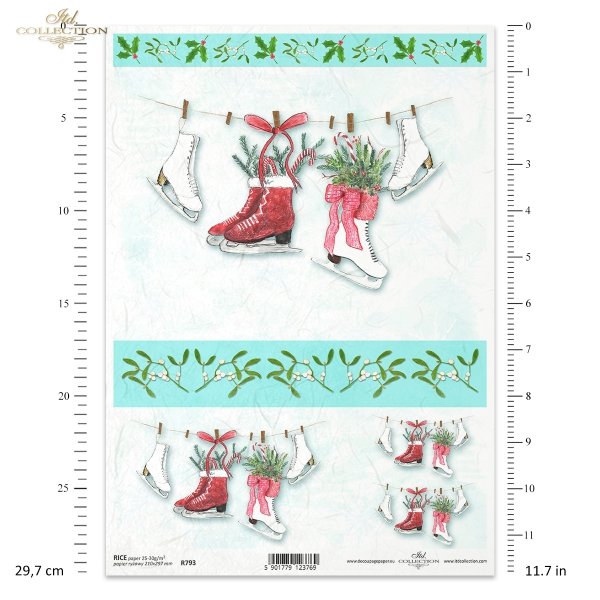 świąteczne stroiki, Boże Narodzenie, świąteczne dekoracje, ostrokrzew, jemioła, łyżwy figurowe, Magda Stanczew, R793, Christmas decorations, holly, mistletoe, figure skates, Weihnachtsdekoration, Weihnachten, Weihnachtsdekoration, Stechpalme, Mistelzweig,