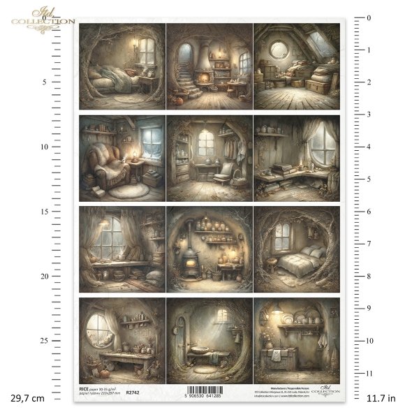 Mouse World - przytulny, rustykalny, fantastyczny, wnętrze, chatka, nora, bajkowy, leśny , świąteczny czas, Boże Narodzenie, zimowa opowieść, ilustracje bajkowe, przytulne, domowe scenki