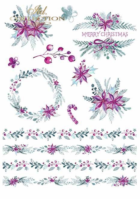 Papiery do scrapbookingu w zestawach - Wieniec adwentowy*Scrapbooking papers in sets - Advent wreath