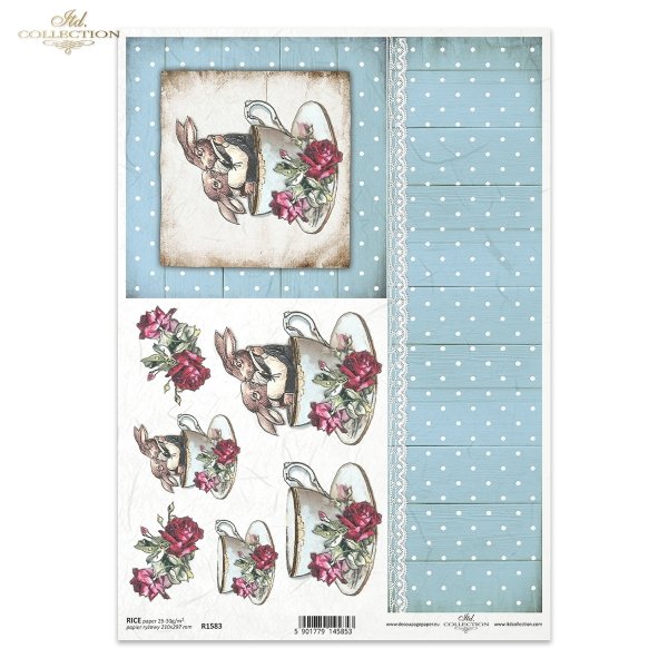Wielkanoc, Vintage, retro, zając, filiżanka, filiżanki, kwiat, róża, róże, kropki, kropeczki, Easter, hare, cup, flower, rose, flower, dot, polka dots, Ostern, Hase, Tasse, Blume, Rose, Punkte, Tupfen, Easter, liebre, taza, flor, rosa, lunares