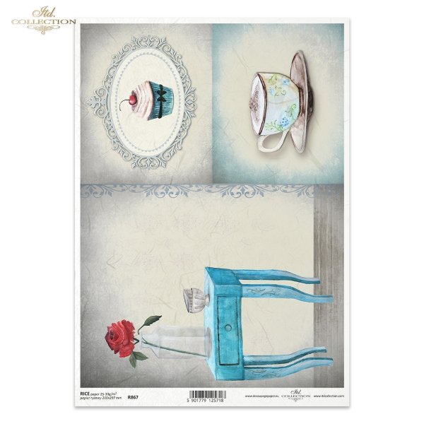 róża, filiżanki, filiżanka, kawa, stolik, ciastko, autorka grafik: Magda Stanczew, R867, rose, cups, teacup, coffee, table, cake, Rose, Tassen, Teetasse, Kaffee, Tisch, Kuchen, rosa, taza de té, café, mesa, pastel