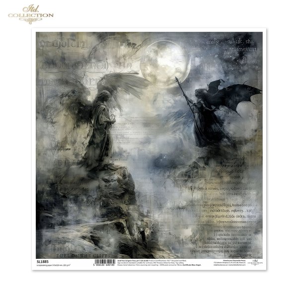 pojedynek na klifach, anioły, skrzydła, księżyc, gotyk, fantasy, melancholia, vintage*duel on the cliffs, angels, wings, moon, gothic, fantasy, melancholy, vintage