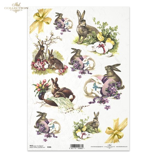 Easter, rabbits, hares, flowers, spring, eggs, Easter eggs, R286