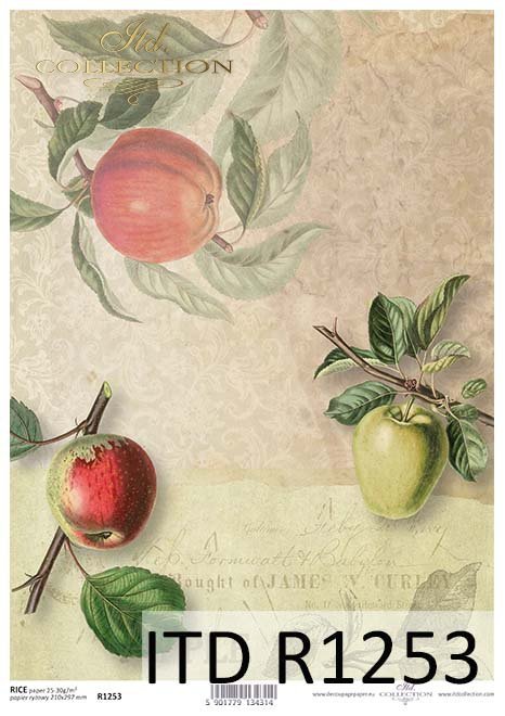 papier decoupage owoce, jabłka*Paper decoupage fruits, apples