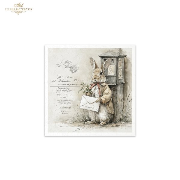 Wielkanocne zające, retro poczta, listy, akwarela, styl vintage, rustykalne ilustracje, antropomorficzne króliki, wiktoriański klimat*Easter bunnies, retro post, letters, watercolor, vintage style, rustic illustrations, anthropomorphic rabbits, Victorian 