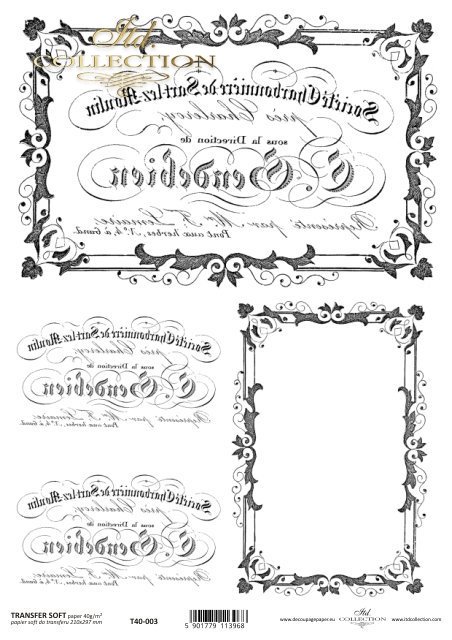 .Papel Decoupage Soft A4 - transfer / espejo T4003