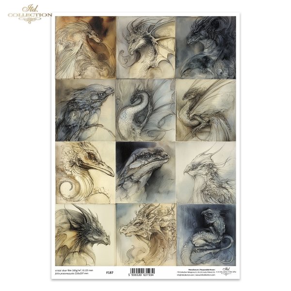 smoki, szkice, akwarele, fantastyczne stworzenia, arkusz z 12 portretami smoków*dragons, sketches, watercolors, fantastic creatures, sheet with 12 dragon portraits