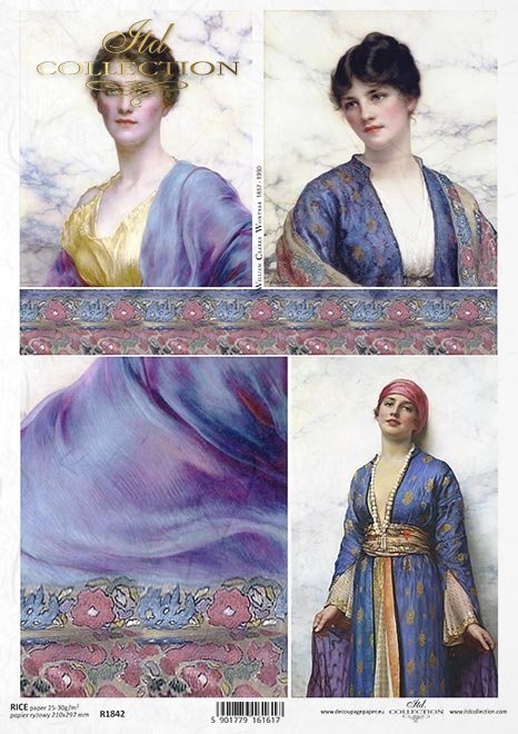 Malarstwo Williama Clarke Wontner, kobiety w orientalnych ubraniach, portrety
