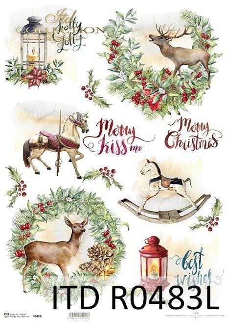 Papel de arroz - Navidad en rojo*Reispapier - Weihnachten in rot*Рисовая бумага - Рождество в красном