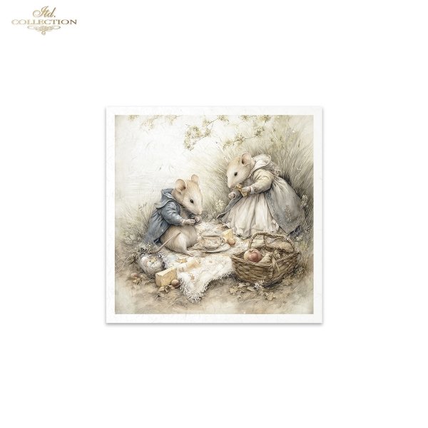 Myszki, sielanka, akwarela, retro, las, natura*Mice, idyll, watercolour, retro, forest, nature*Mäuse, Idylle, Aquarell, Retro, Wald, Natur*Ratones, idilio, acuarela, retro, bosque, naturaleza