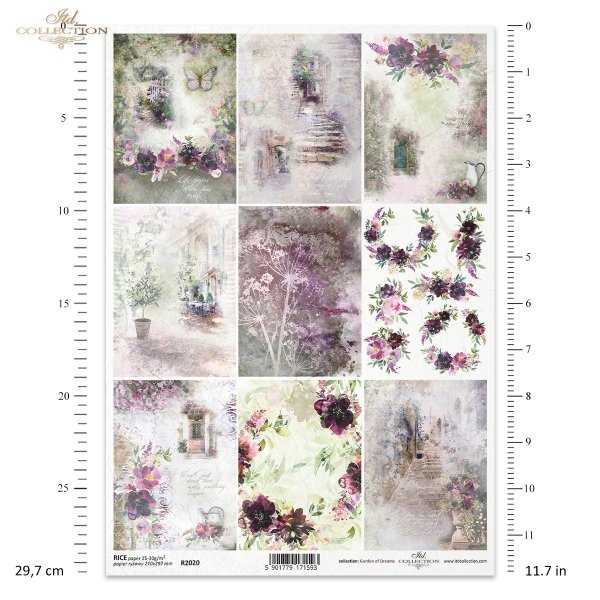 Seria Garden of Dreams, ogród, marzenia, lato, kwiaty, kwiatki, furtka, motyl, motyle, cytaty, dzbanek, bukiet, zegar, drzewko oliwne, kawiarenka, ulica, R2020, miniatury, miniatura, garden, dreams, summer, flowers, wicket, butterfly, butterflies, quotes,
