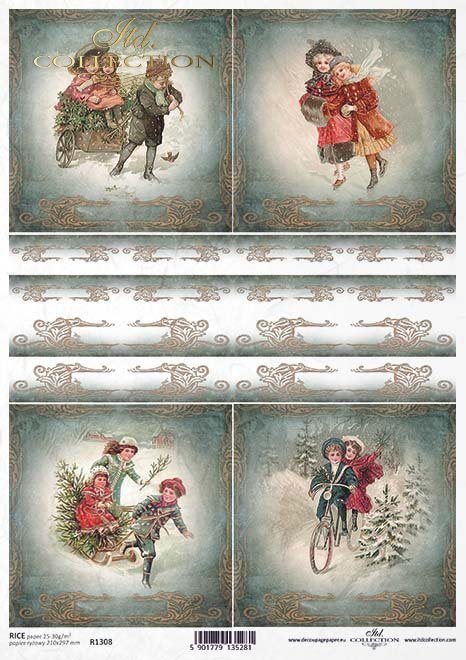 Papier decoupage Vintage, Boże Narodzenie, koronki*Vintage, Christmas, lace*Vintage, Weihnachten, Spitze*Vintage, Navidad, encaje*Винтаж, Рождество, кружева