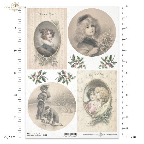 Czarujące portrety kobiece z dziewiętnastego wieku, świąteczna atmosfera, zimowe spacery, Retro, Vintage, moda, suknia, suknie, zima, kobieta, Boże Narodzenie, spacer, jemioła, ostrokrzew, R606, Charming nineteenth century female portraits, Christmas atmo