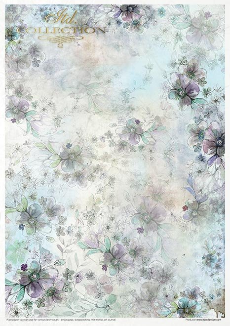 Zestaw kreatywny na papierze ryżowym - Lato w kolorze niebieskim * Creative set on rice paper - Summertime in blue