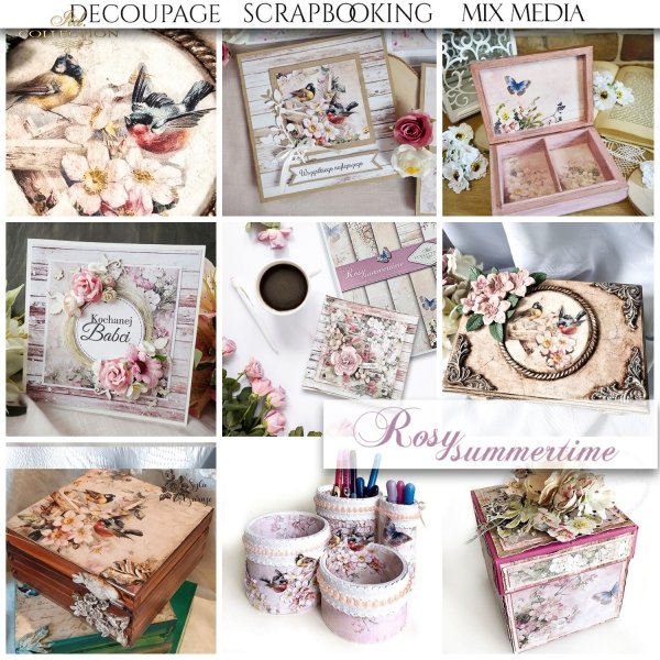 inspiracje, Rosy Summertime-lato w kolorze różowym, ptaki, kwiaty, motyle, łuszcząca się farba, spękaliny, deski, krak