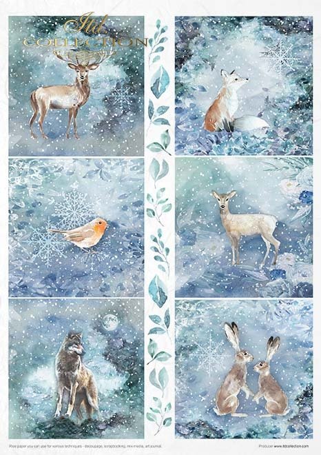 Zestaw kreatywny na papierze ryżowym - święta w błękicie * Creative set on rice paper - Christmas in blue