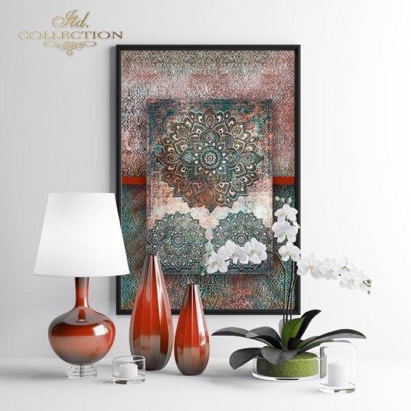 Do-decoupage-Papier-ryzowy-decoupage-R0437L-wzor-tapetowy-telkowy-kolorystyka-dominujaca-rdza-turkus-zloto-granat-4