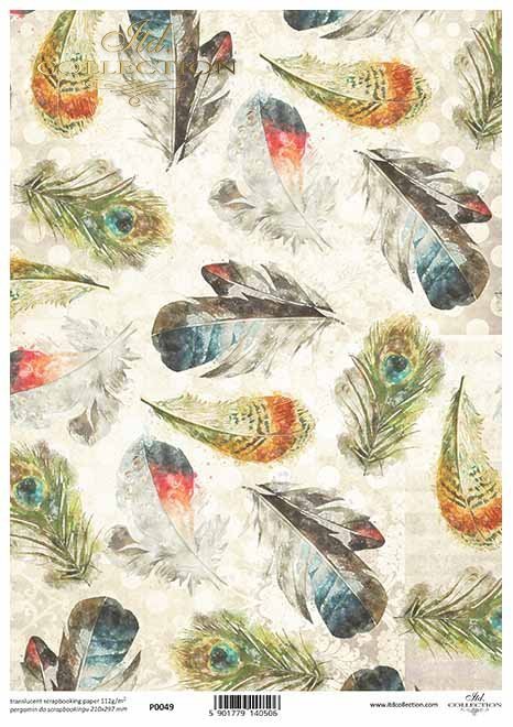 Decoupage Papier mit Federn*papel decoupage con plumas*бумага для декупажа с перьями