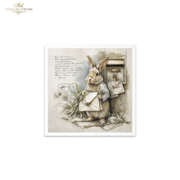 Wielkanocne zające, retro poczta, listy, akwarela, styl vintage, rustykalne ilustracje, antropomorficzne króliki, wiktoriański klimat*Easter bunnies, retro post, letters, watercolor, vintage style, rustic illustrations, anthropomorphic rabbits, Victorian 