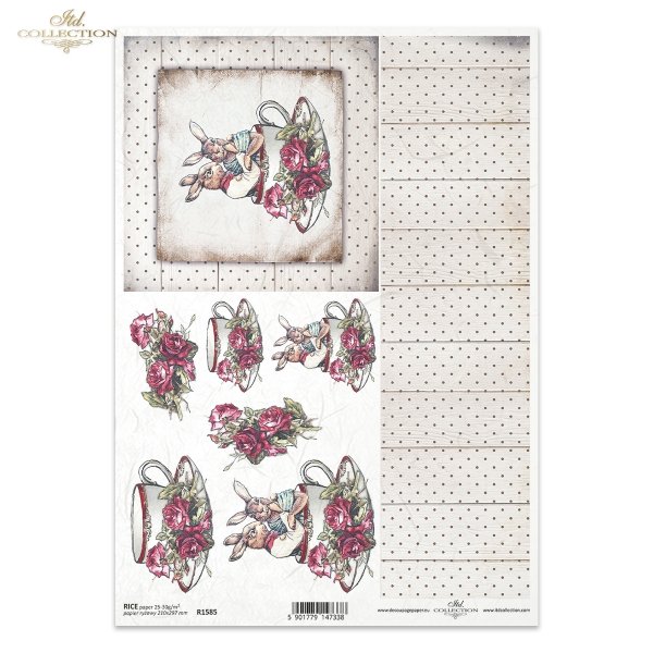 Wielkanoc, Vintage, retro, zając, filiżanka, filiżanki, kwiat, róża, róże, kropki, kropeczki, Easter, hare, cup, flower, rose, flower, dot, polka dots, Ostern, Hase, Tasse, Blume, Rose, Punkte, Tupfen, Easter, liebre, taza, flor, rosa, lunares, deska