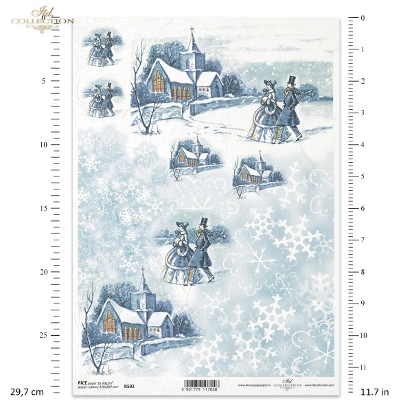 zima, śnieżynki, śnieg, zamieć śnieżna, dekoracje na Boże Narodzenie, bożonarodzeniowe motywy, kościół, para na spacerze, spacer, retro, vintage, R592, winter, snowflakes, snow, blizzard, christmas decorations, christmas themes, church, couple on a walk, 