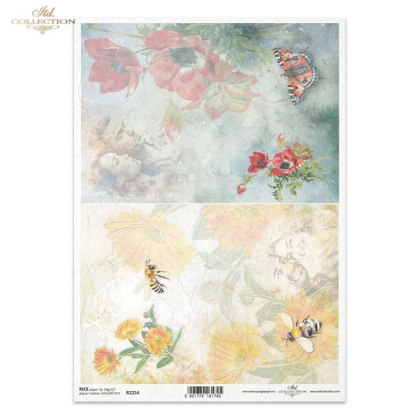 akwarelowe tła, kwiaty, lato, pszczoła, pszczoły, mak, maki, motyl, motyle, nagietek, nagietki, miłość, zakochane pary, Summer Love Story, watercolour backgrounds, flowers, summer, bee, bees, poppies, butterfly, butterflies, marigold, marigolds, love