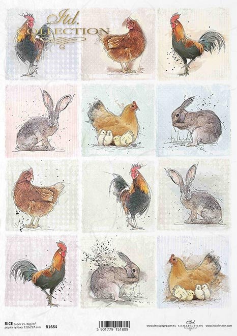 Pastele, tagi, małe obrazki, kogut, kura, kurczaki, króliki, zające, wokół farmy*Pastels, tags, small pictures, cock, chicken, chicken, rabbit, hare, around the farm