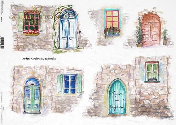 ventanas, puertas, muro de piedra, artista contemporáneo Martyna Kubajewska*Fenster, Türen, Steinmauer, zeitgenössische Künstlerin Martyna Kubajewska*окна, двери, каменная стена, современный художник Мартина Кубаевская