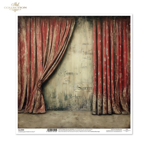 Kurtyna, teatr, scena, vintage, retro, deski, drewno, teatralne rekwizyty, scenografia, stary styl