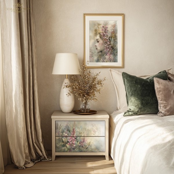 Papier decoupage morwowy FPA3018, dekoracyjne wzory, motywy kwiatowe, bukiet kwiatów, Ogród Muz, Garden of Muses * Mulberry decoupage paper FPA3018, decorative patterns, floral motifs, bouquet of flowers, Garden of Muses *Seria Garden of Muses