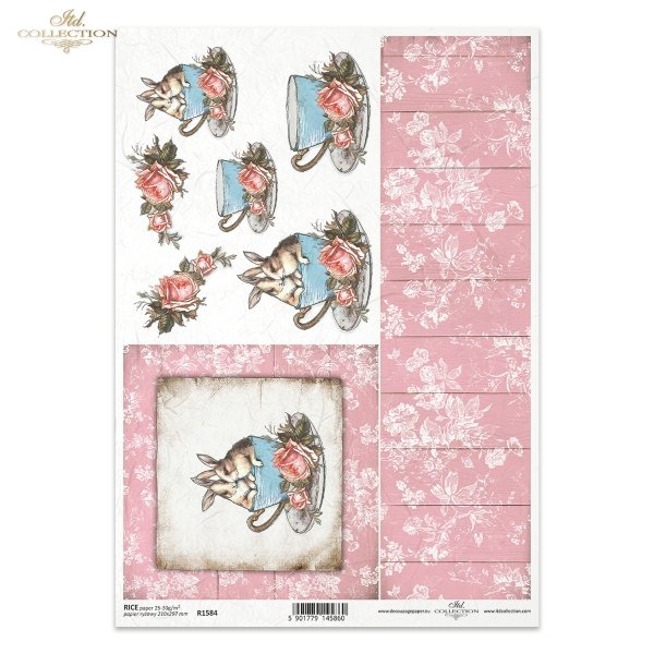 Wielkanoc, Vintage, retro, zając w surducie, filiżanka, filiżanki, deska, deski, kwiat, róża, róże, tło, Easter, Vintage, retro, hare, cup, flower, rose, flower, board, dot, polka dots, Ostern, Vintage, retro, Hase, Tasse